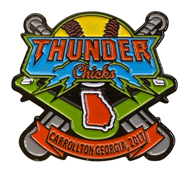 Thunder Chicks Carrollton Georgia 2017 Softball Enamel Pin With Rubber Backing