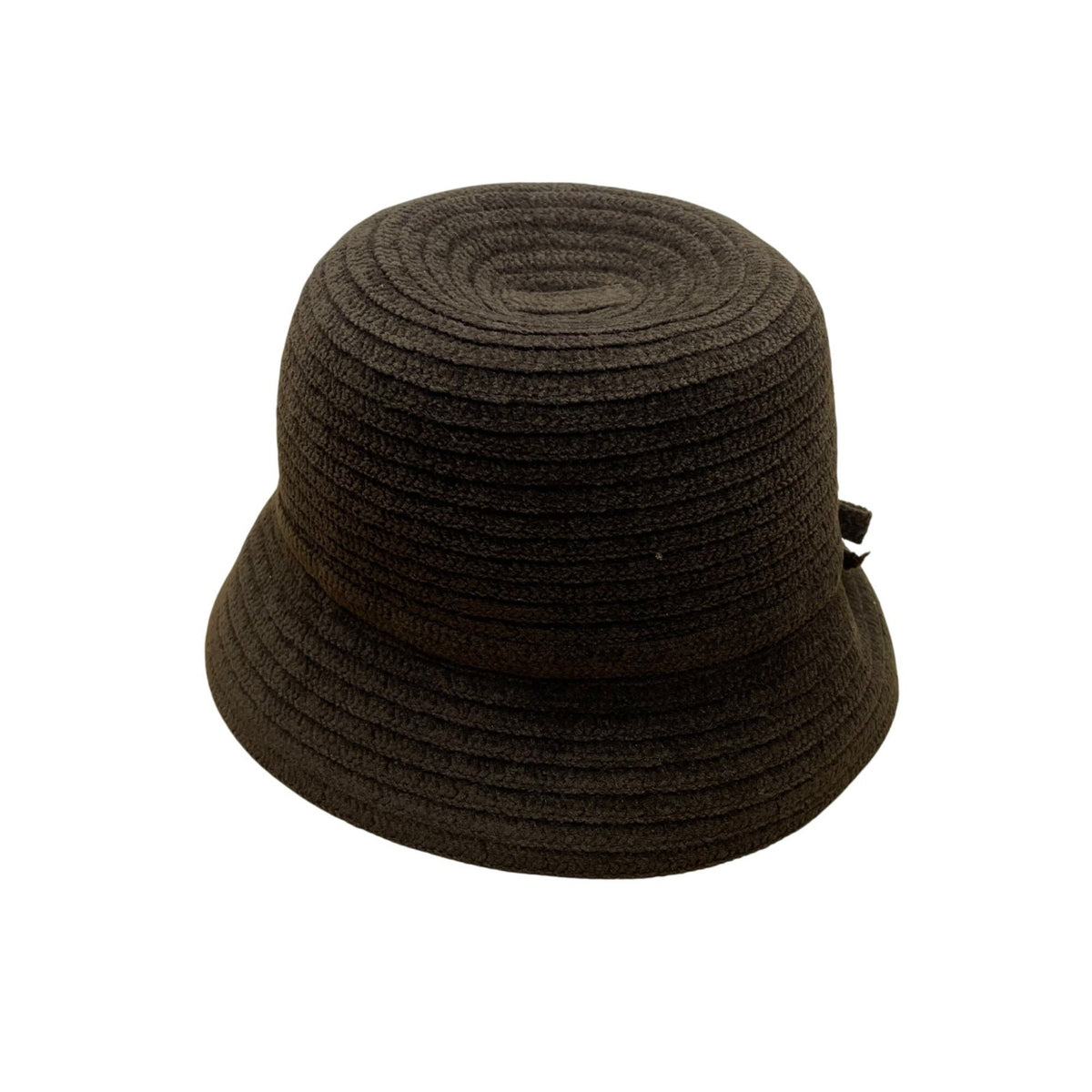 Charter Club Brown Fabric Bucket Hat Woven Texture Bow Accent