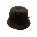 Charter Club Brown Fabric Bucket Hat Woven Texture Bow Accent