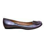 Tibi Women’s Gray Pewter Leather Button Embellished Slip-On Ballet Flats 9.5