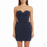 Hannah Marshall  Navy Silk Strapless Mini Bustier Dress Elegant & Fitted Sz 6