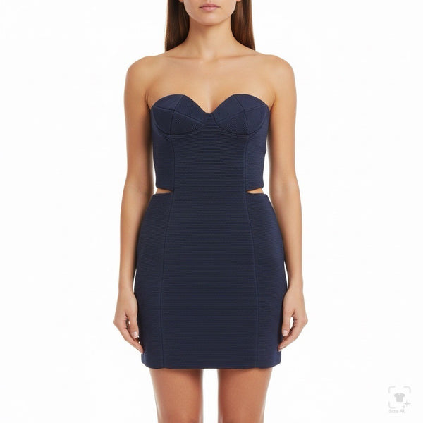 Hannah Marshall  Navy Silk Strapless Mini Bustier Dress Elegant & Fitted Sz 6