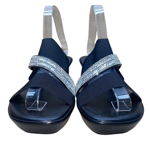 Italian Shoemakers Women’s Black Rhinestone Embellished Boom Sandals Size 9