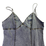 Habitual Womens Blue Cotton Denim Midi Slip Dress W/ Slit  Casual Stylish Size L