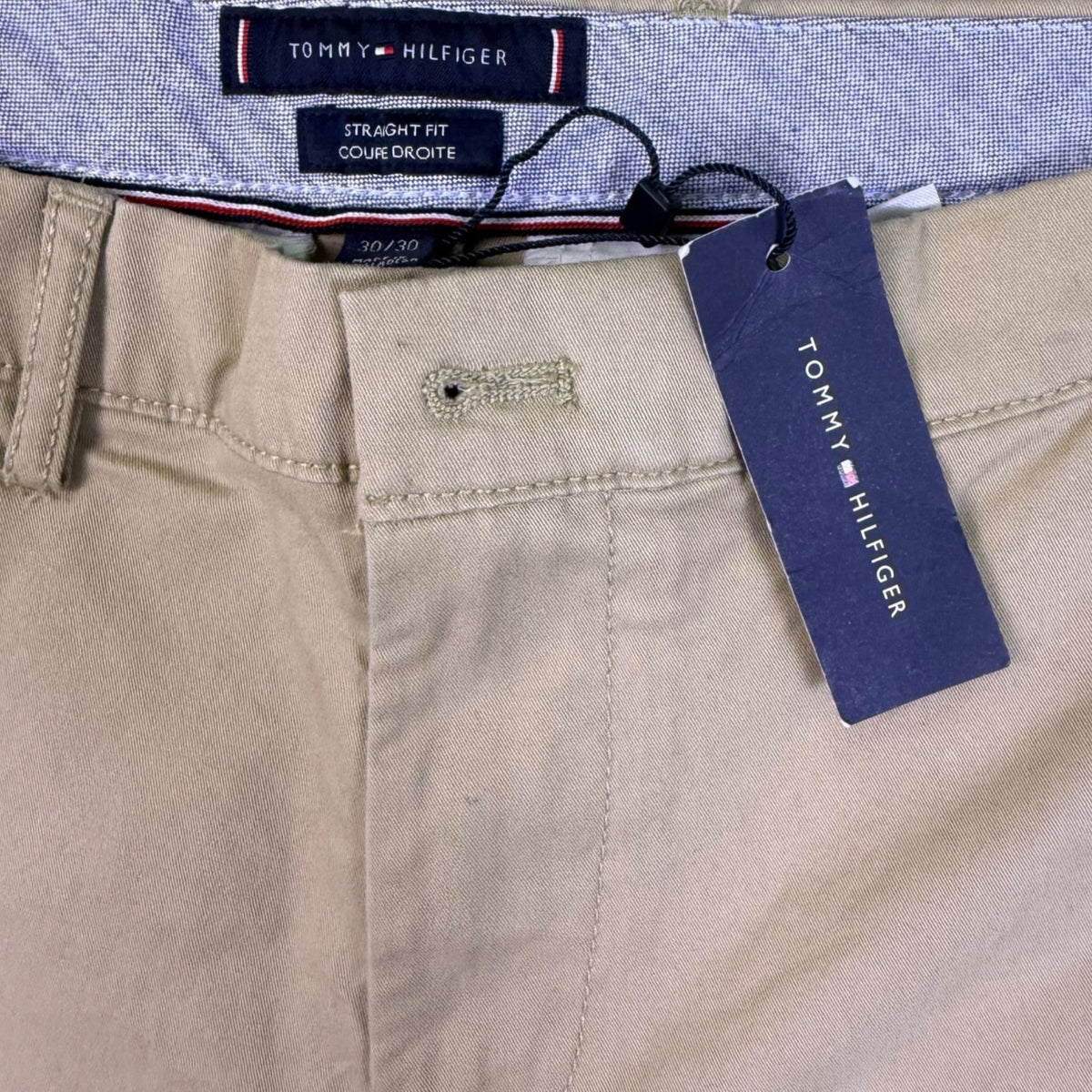 Tommy Hilfiger Mens Beige Cotton Straight Fit Chino Pants Smart Casual Size 30/3
