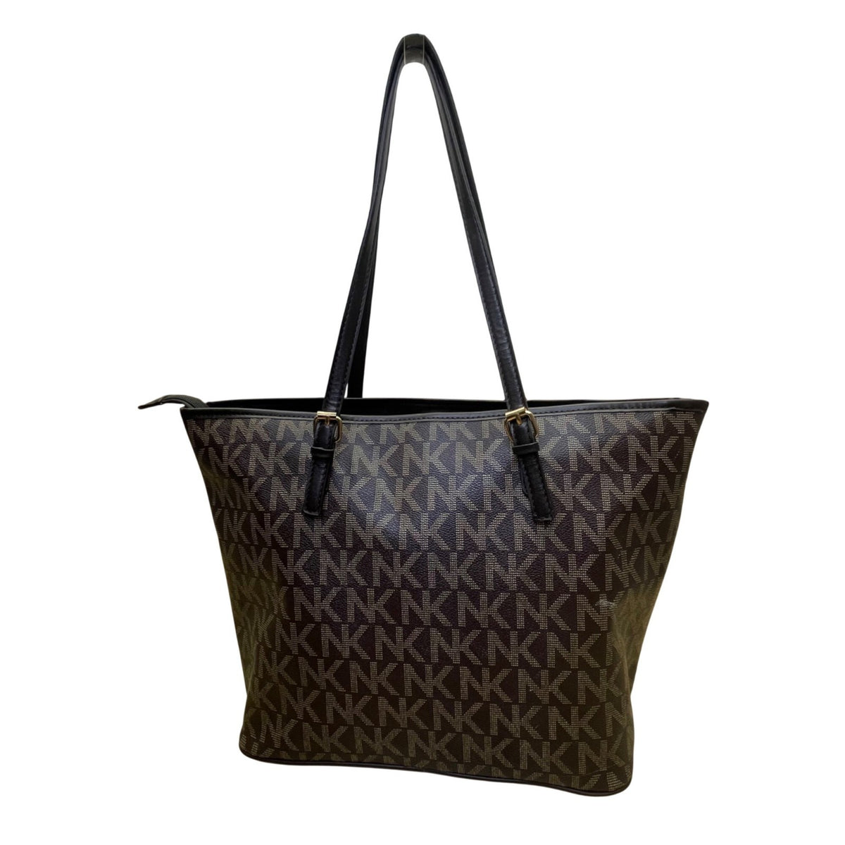 Michael Kors Women’s Brown Monogram Coated Gold-Tone Buckle Accents Tote Bag
