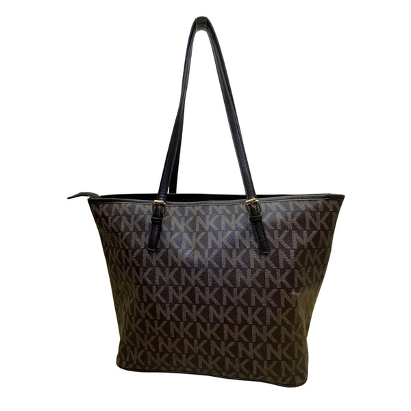 Michael Kors Women’s Brown Monogram Coated Gold-Tone Buckle Accents Tote Bag