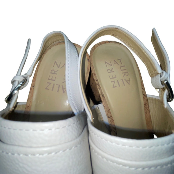 Naturalizer Women’s White With Buckle Straps Cork-Heel Kaylee Sandals Size 7.5M