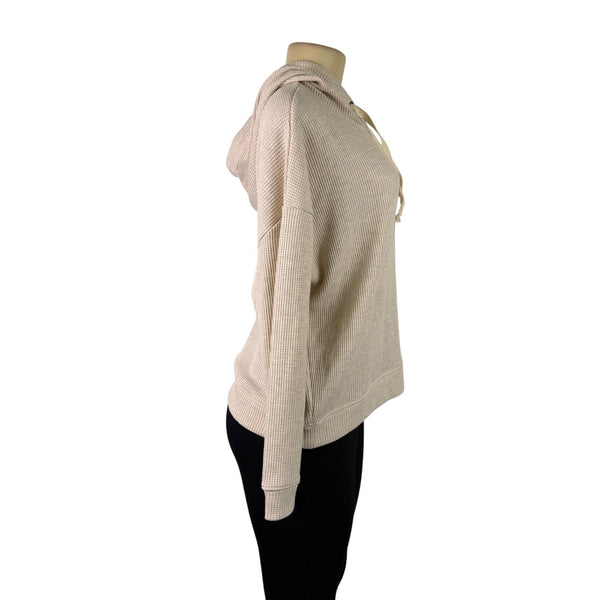 Rails Womens Heather Oatmeal Hooded Waffle Knit Pullover Hoodie Sz M