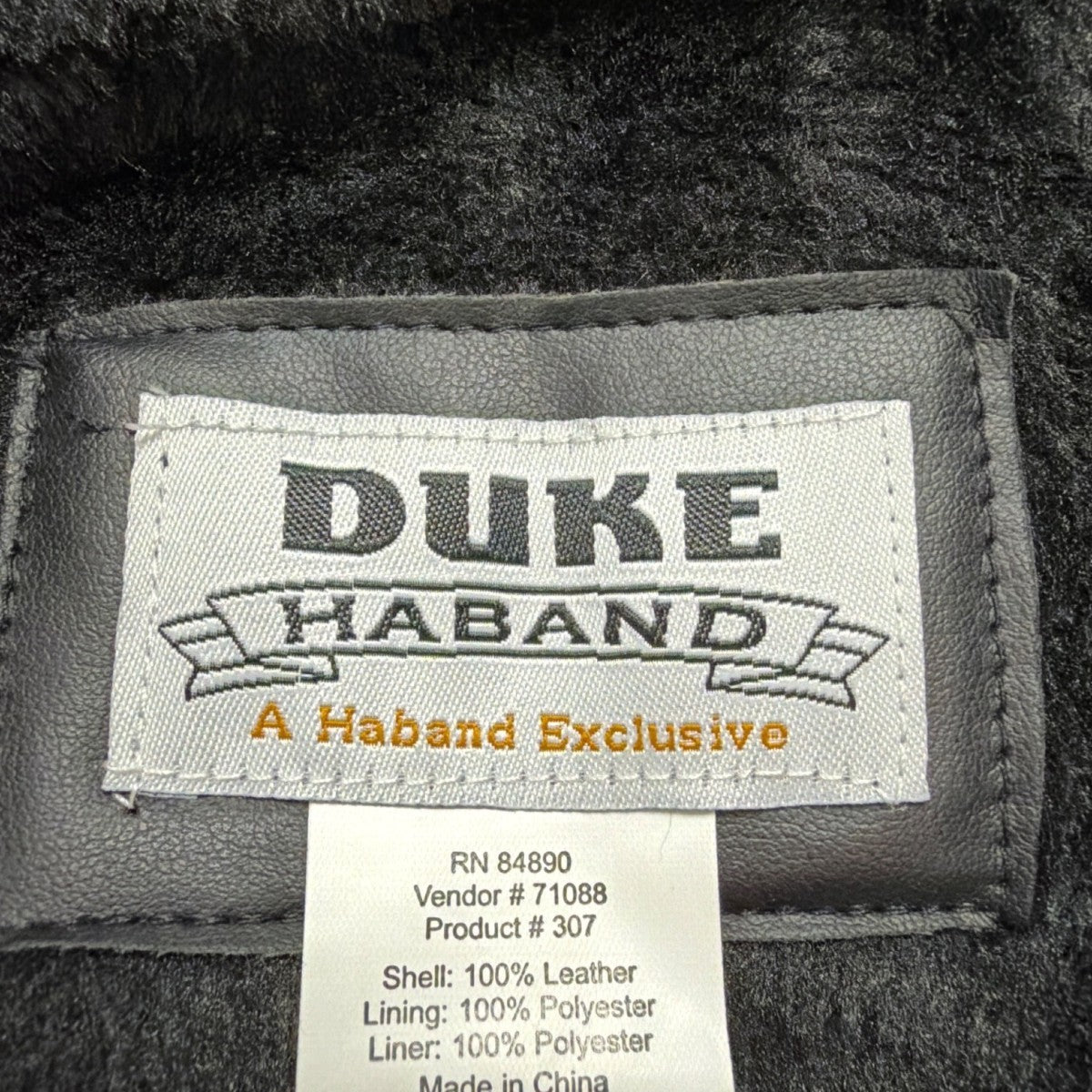 Duke Haband Mens Black Leather Jacket Large Zip Front Classic Design Size L