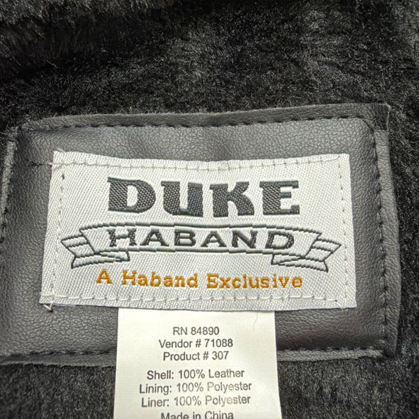 Duke Haband Mens Black Leather Jacket Large Zip Front Classic Design Size L