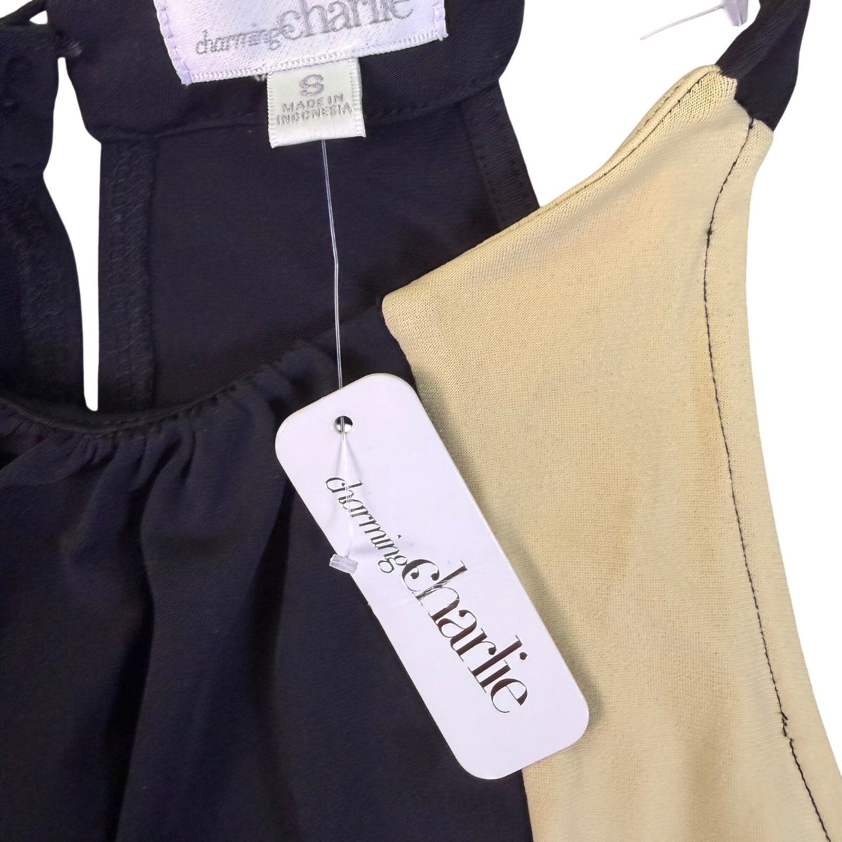 Charming Charlie Womens Navy & Cream Maxi Dress Sleeveless Chevron Size S