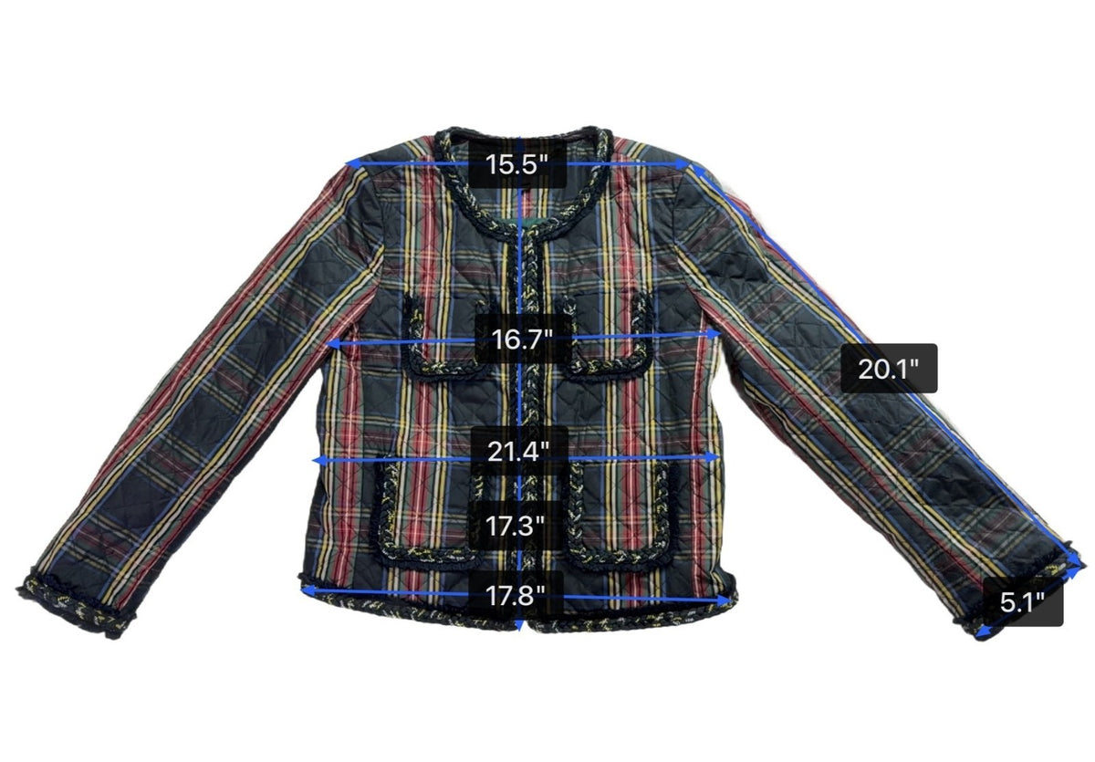 J.Crew Womens Multicolor Quilted Plaid Jacket Stylish & Lightweight Size 6