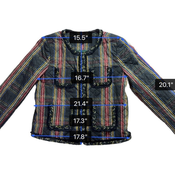 J.Crew Womens Multicolor Quilted Plaid Jacket Stylish & Lightweight Size 6