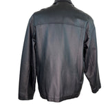 Oil Company Mens Black Leather Jacket With Front Zip & Side Pockets Size L