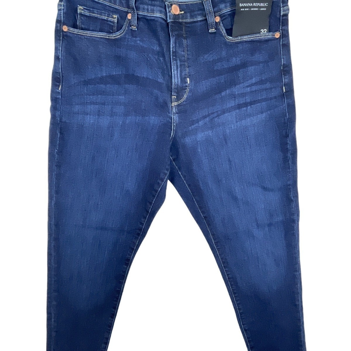 Womens Mid-Rise Dark Blue Skinny Jeans New