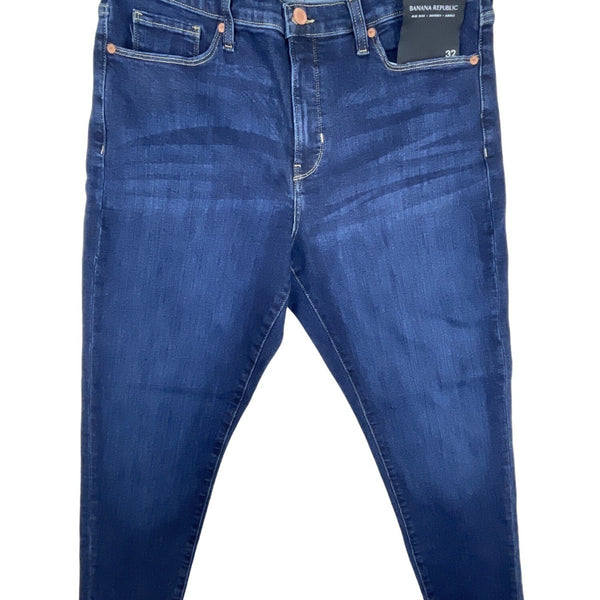 Womens Mid-Rise Dark Blue Skinny Jeans New