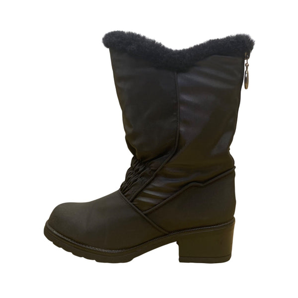 Boston Accent Women’s Black Faux Fur Weatherproof Winter Boots Size 7M