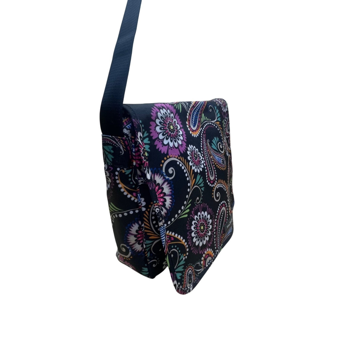 Vera Bradley Women’s Black Paisley Bold Floral Pattern Adjustable Messenger Bag