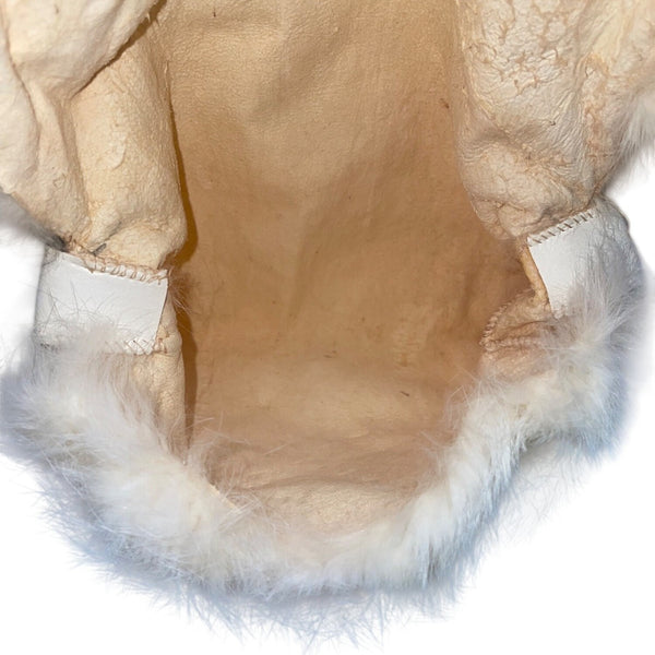 Women’s White Yellowish Faux Fur  Soft Plush Exterior  Chain Strap Shoulder Bag