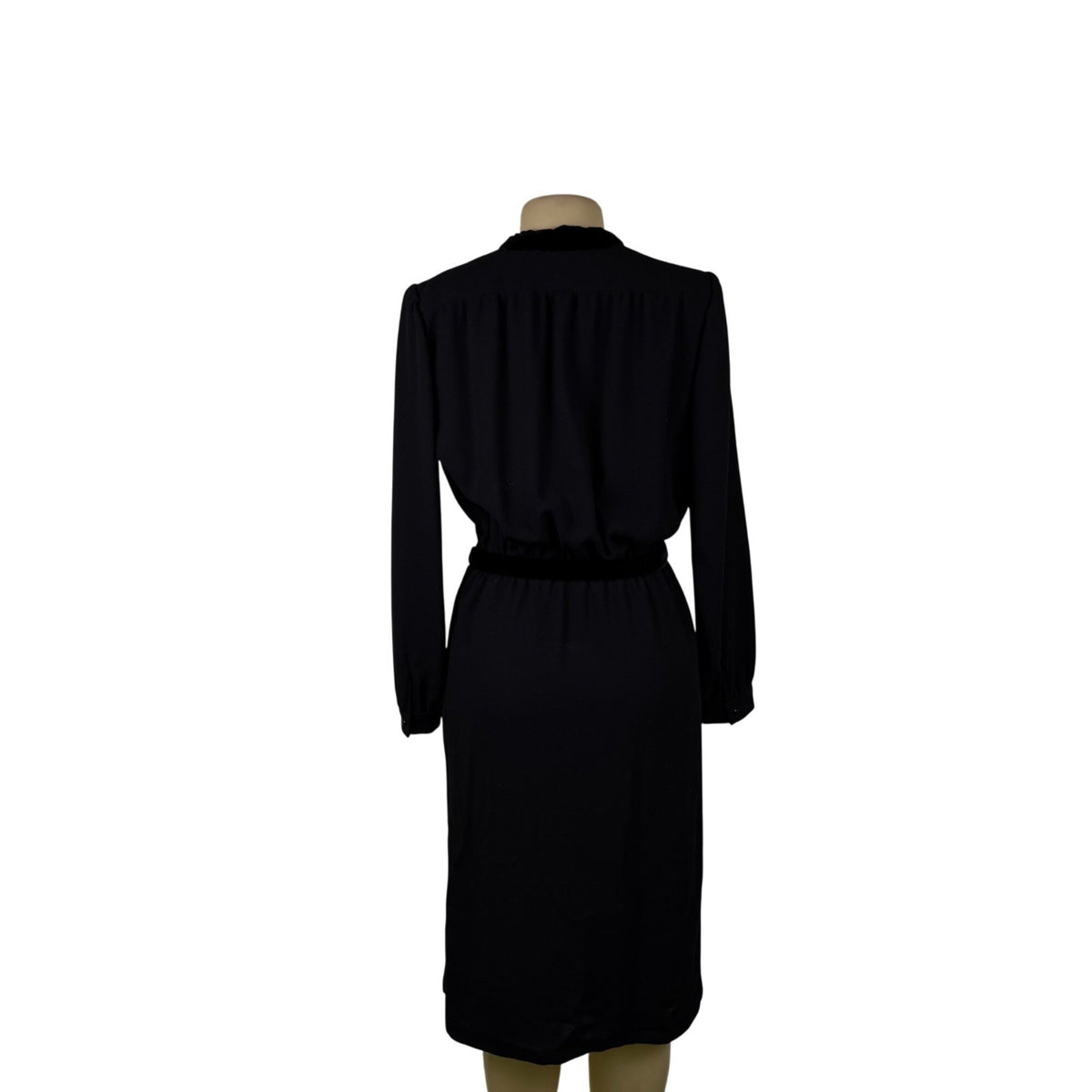 Valentino Womens Black Silk Long Sleeve Button-Down Belted Midi Dress Size 10