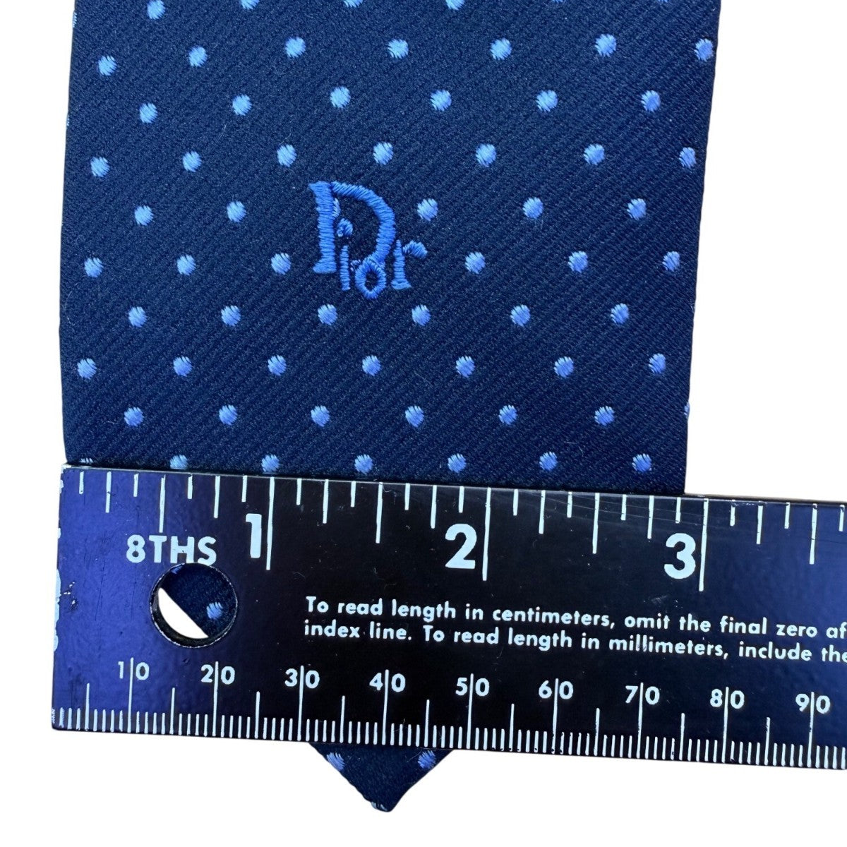 Christian D Mens Navy Blue Polyester & Silk Polka Dot Tie