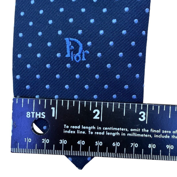 Christian D Mens Navy Blue Polyester & Silk Polka Dot Tie