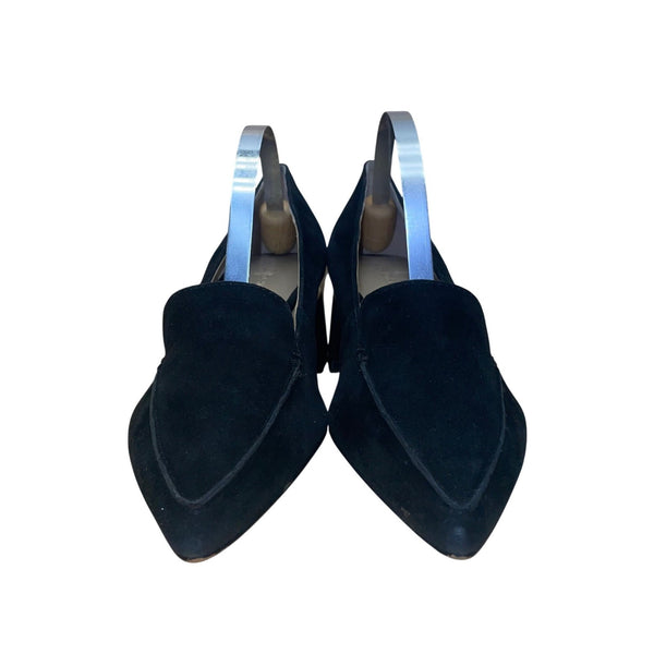 Enzo Angiolini Women's Black Suede Pointed Toe Denna Block Heel Loafers Size 7M