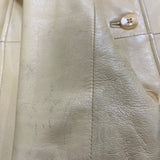 Couture Womens Yellow Leather Jacket With Satin Lining  Slim Fit Button-Up Sz S