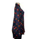 Zara Black & Red Polka Dot Long Sleeve Satin Button-Up Shirt Size M