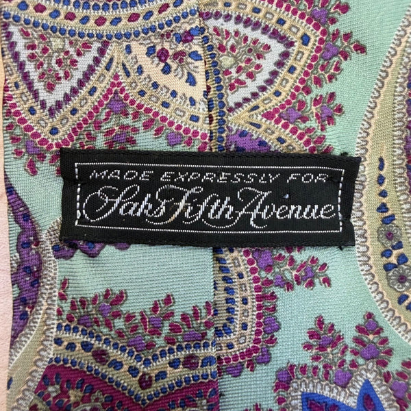 Saks Fifth Avenue Mens Multicolor Silk Paisley Pattern Neck Tie