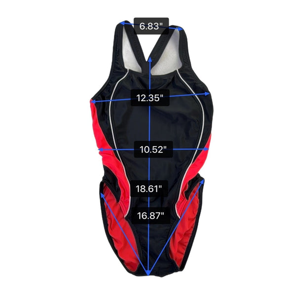 Speedo Womens Black & Red Polyester Spandex Pro LT One-Piece Swimsuit Size 6/32