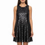 Carmen Marc Valvo Womens Black Silk Sequin Sleeveless Dress Size 10