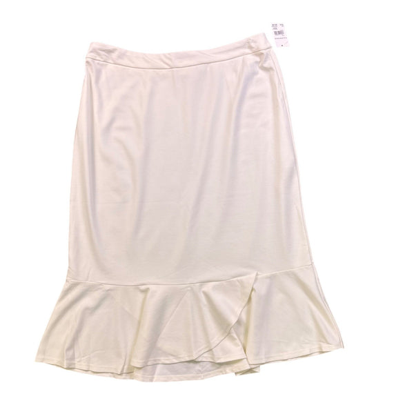 Cato Womens White Rayon Blend Trumpet Hem Skirt Elegant Style Size 14/16W