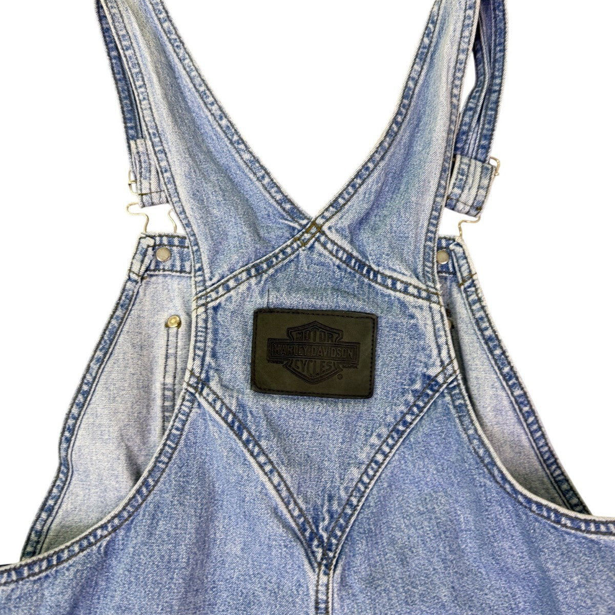 Harley-Davidson Womans Light Blue Denim Overalls Adjustable Straps Workwear Sz M