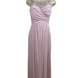 B. Darlin Womens Pink Beaded Mesh-Top Gown 1/2 Polyester Evening Dress