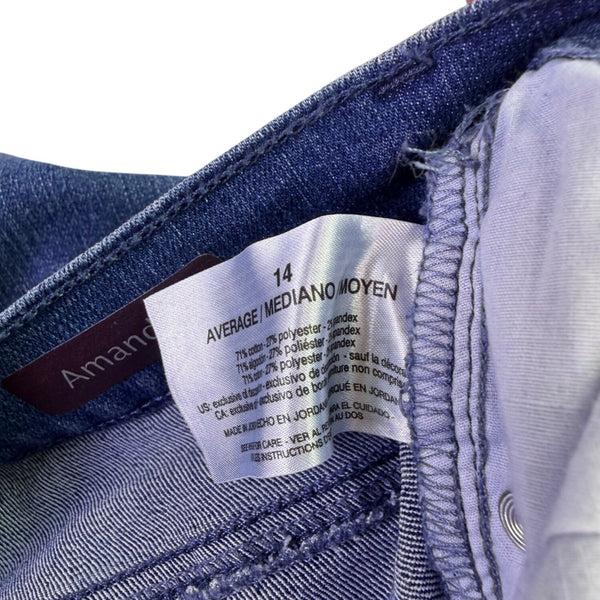 Gloria Vanderbilt Womens Blue Denim Amanda Straight-Leg Jeans Classic Fit Sz14