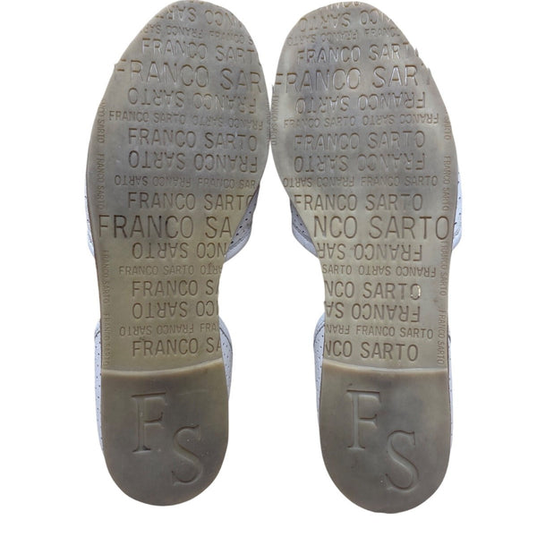 Franco Sarto Women’s White Perforated Leather Open-Toe DOrsay Flats Size 7M