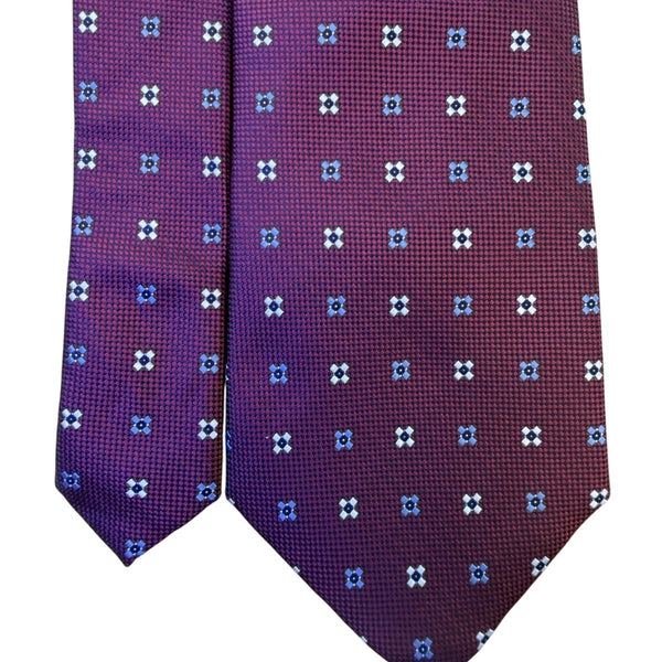 Cruise Club Mens Burgundy Microfiber Tie Purple Patterned Handmade Necktie