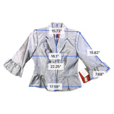 JS Collections Womens Silver Ruffled Peplum Blazer Jacket Size 8