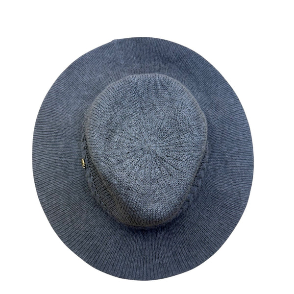 Vince Camuto Womens Gray Polyester Knit Floppy Hat One Size Woven Band Detail