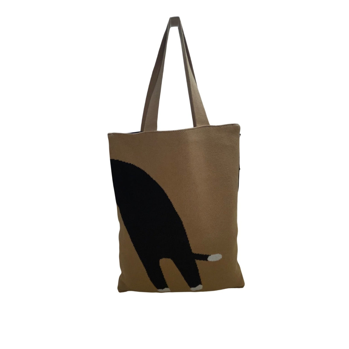 Hansel From Basel Women’s Brown Cotton Black & White Cat Tote Bag