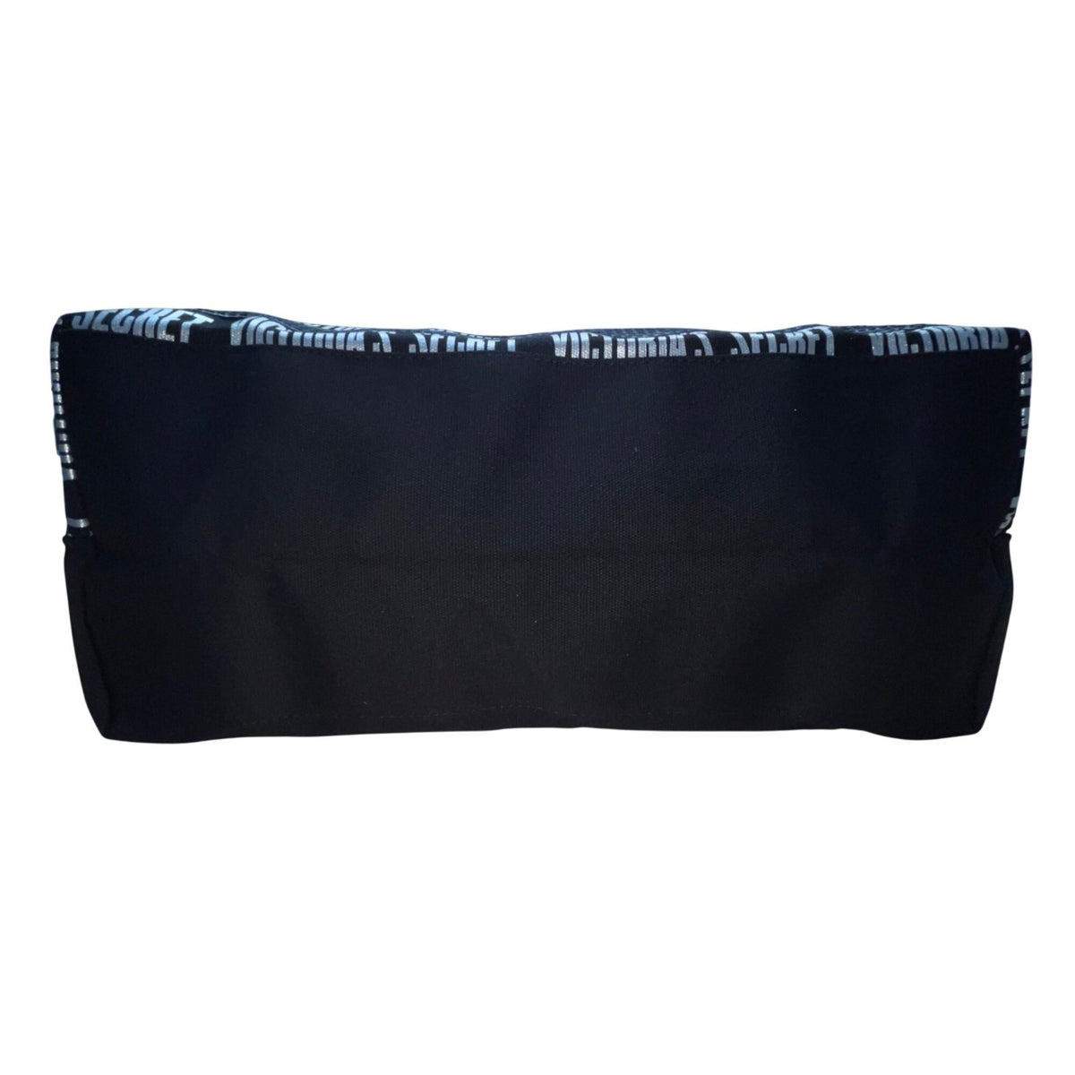 Victorias Secret Women’s Black Whit Silver Sequin Logo Tote Bag & Pouch Set