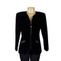 Ann Hobbs For Cattiva Womens Black Acetate Rayon Velvet Zip Jacket Size S