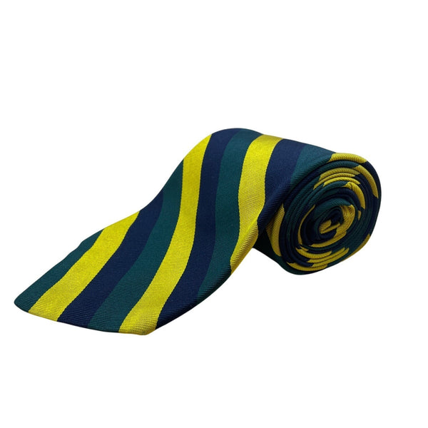 Vintage Brooks Brothers Yellow & Green Striped Silk Tie Woven In England