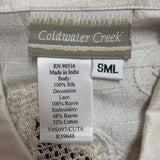 Coldwater Creek Womens Ivory 100% Silk Embroidered Long Sleeve Jacket Size S