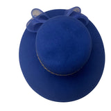 Glory II Womens Blue Wool Dress Hat With Decorative Band & Mesh Bow