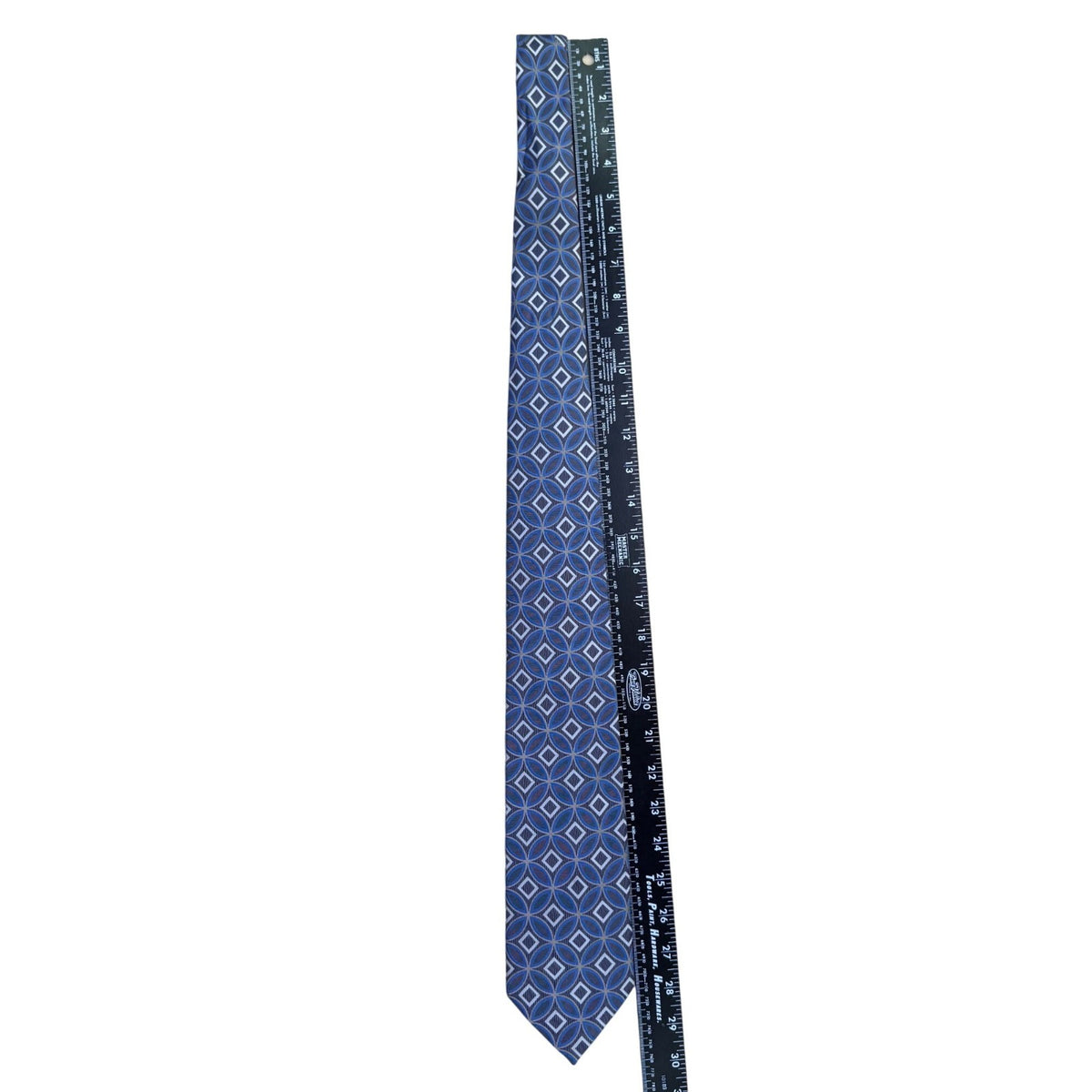 Valentino Rudy Mens Blue Microfiber Geometric Pattern Necktie Handcrafted Italy