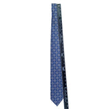 Valentino Rudy Mens Blue Microfiber Geometric Pattern Necktie Handcrafted Italy