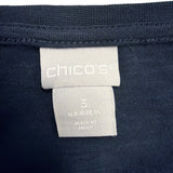 Chicos Womens Navy Cotton Modal Puff Sleeve Textured Top Size XL